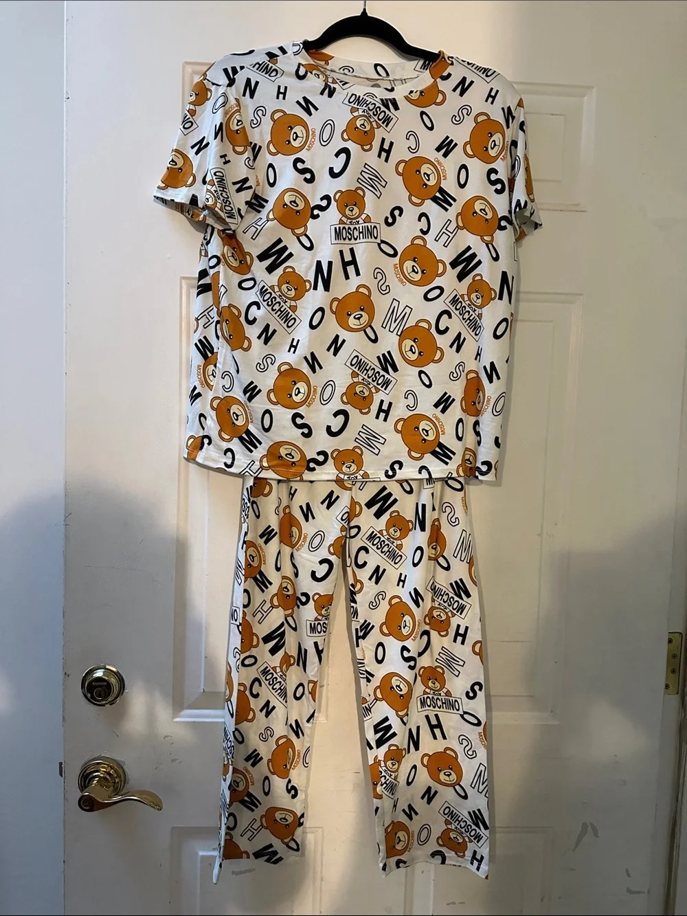 Cute! Cute! Cute! White and Brown Bear Print Womens Pajama Set